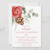 Rustieke Kerst Bloemen Pinecone Huwelijk Kaart (Voorkant)
