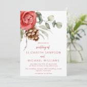 Rustieke Kerst Bloemen Pinecone Huwelijk Kaart (Staand voorkant)