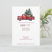 Rustieke Kerst Boerderij Flanel met Rode Vrachtwag Feestdagenkaart (Staand voorkant)
