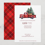 Rustieke Kerst Boerderij Flanel met Rode Vrachtwag Feestdagenkaart (Voorkant / Achterkant)