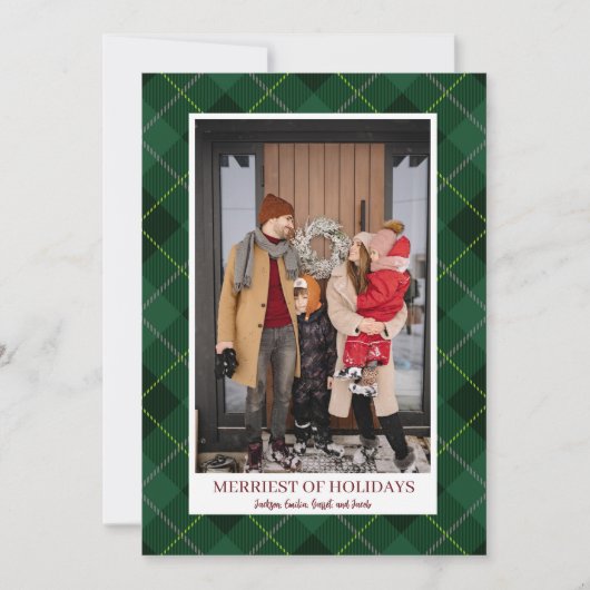 Rustieke Kerst Boerderij Flanel Vakantie Foto Feestdagenkaart (Voorkant)