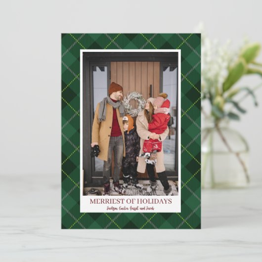 Rustieke Kerst Boerderij Flanel Vakantie Foto Feestdagenkaart (Staand voorkant)