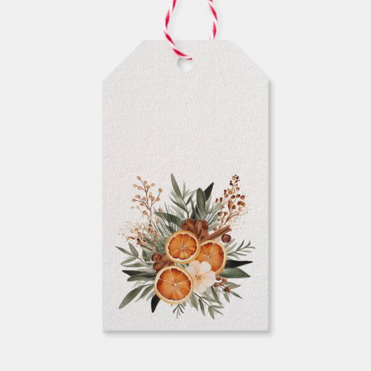 Rustieke kerst botanische droge citrus cadeaulabel (Achterkant)