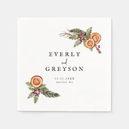 Rustieke kerst botanische kruiden bruiloft servet