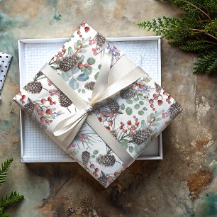 Rustieke Kerst Botanische Patroon Inpakpapier Vel