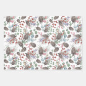 Rustieke Kerst Botanische Patroon Inpakpapier Vel (Voorkant 2)
