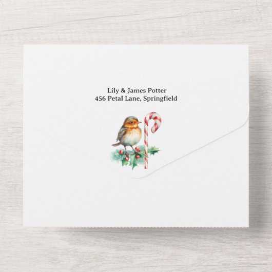 Rustieke kerst bruiloft all in one uitnodiging (Achterkant)