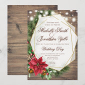 Rustieke kerst bruiloft kaart (Voorkant / Achterkant)