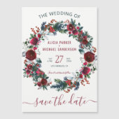 Rustieke kerst bruiloft save the date magnetische uitnodiging (Voorkant)