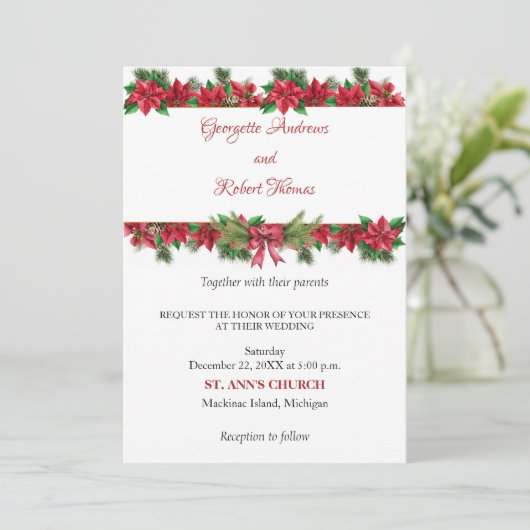 Rustieke kerst bruiloft uitnodiging (Staand voorkant)