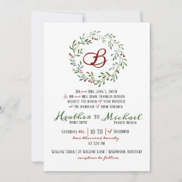 Rustieke kerst bruiloft uitnodiging