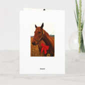 Rustieke Kerst Bruin Paard Rode Bow Feestdagen Kaart (Achterkant)