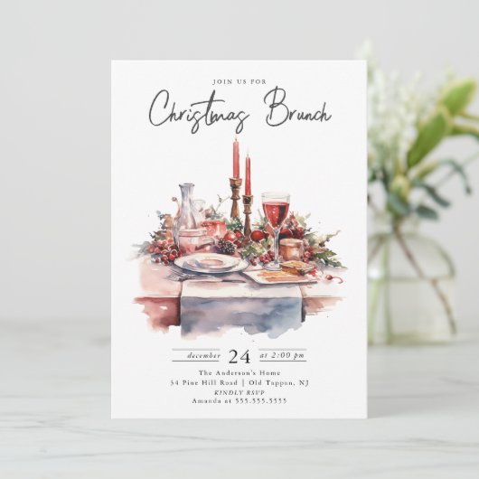 Rustieke kerst brunch uitnodiging (Staand voorkant)