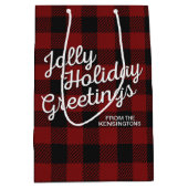 Rustieke kerst Buffalo Plaid Vakantie Groeten Medium Cadeauzakje (Voorkant)