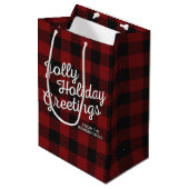 Rustieke kerst Buffalo Plaid Vakantie Groeten Medium Cadeauzakje (Voorkant Gekanteld)