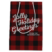 Rustieke kerst Buffalo Plaid Vakantie Groeten Medium Cadeauzakje (Achterkant)