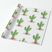 Rustieke kerst Cactus Bloemenvakantie Cadeaupapier (Uitgerold)