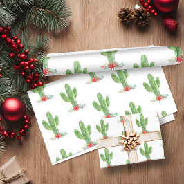Rustieke kerst Cactus Bloemenvakantie Cadeaupapier
