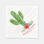 Rustieke kerst cactus hout vakantie bloemen servet (Voorkant)