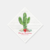 Rustieke kerst cactus hout vakantie bloemen servet (Hoek)