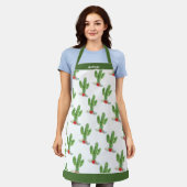 Rustieke kerst Cactus Poinsettia Holly Vakantie Schort (Gedragen)