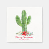 Rustieke kerst Cactus Vakantie Bloemen Servet (Voorkant)