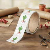 Rustieke kerst cactus wit hout vakantie ronde sticker