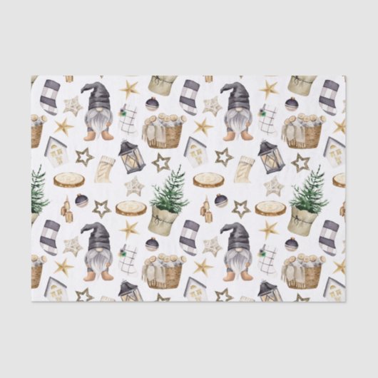 Rustieke Kerst Country Gnomen en Decoraties Tissuepapier (Voorkant)