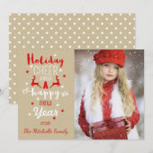 Rustieke Kerst Craft Papier Typografie Foto Feestdagenkaart (Voorkant / Achterkant)