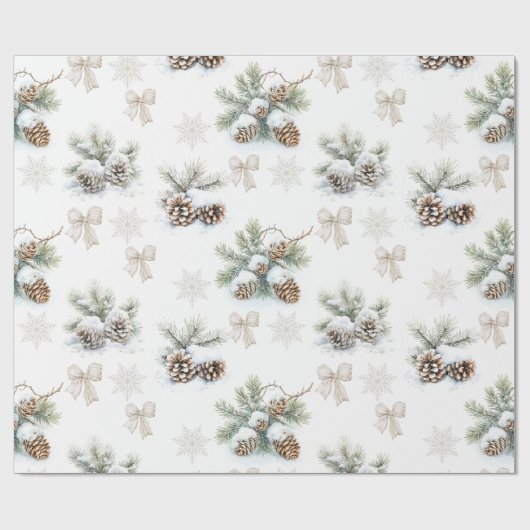  rustieke kerst dennenappels cadeaupapier (Vlak)