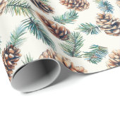 Rustieke kerst dennenappels patroon cadeaupapier (Rol Hoek)