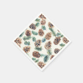 Rustieke kerst dennenappels servet (Hoek)
