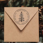 Rustieke Kerst Dennenboom Retouradres Rubberstempel