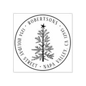 Rustieke Kerst Dennenboom Retouradres Rubberstempel (Afrduk)