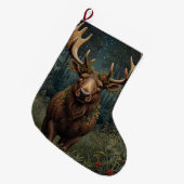 Rustieke kerst eland herten boho bos grote kerstsok (Voorkant (Hangend))