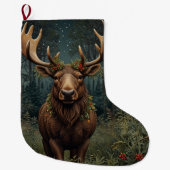 Rustieke kerst eland herten boho bos grote kerstsok (Voorkant)