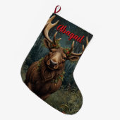 Rustieke kerst eland herten boho bos grote kerstsok (Voorkant (Hangend))