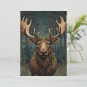 Rustieke kerst eland herten boho bos kaart (Staand voorkant)