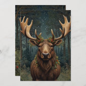 Rustieke kerst eland herten boho bos kaart (Voorkant / Achterkant)