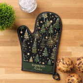 Rustieke Kerst Evergreen Bomen Groen en Goud Ovenwant (Top down)