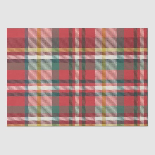 Rustieke Kerst Feestdagen Rood en Groen Plaid Tissuepapier (Voorkant)