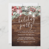 Rustieke Kerst Feestelijke Foliage Lights Vakantie Kaart (Voorkant)