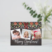 Rustieke Kerst Feestelijke Lichten & Garland 3 Fot Feestdagenkaart (Staand voorkant)