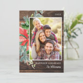 Rustieke Kerst Foliage Foto Vakantie Kaart (Staand voorkant)