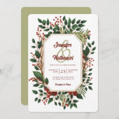 Rustieke Kerst Foliage Hout Feestelijke bruiloft Kaart (Voorkant / Achterkant)