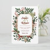 Rustieke Kerst Foliage Hout Feestelijke bruiloft Kaart (Staand voorkant)