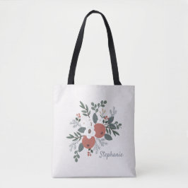 Rustieke Kerst Folk Art Bloemen Tote Bag