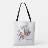 Rustieke Kerst Folk Art Bloemen Tote Bag (Achterkant)