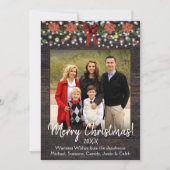 Rustieke kerst Garland met Lichten Foto Feestdagenkaart (Voorkant)