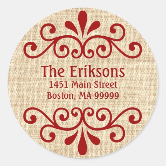 Rustieke Kerst Gepersonaliseerde Adresetiketten Ronde Sticker (Voorkant)